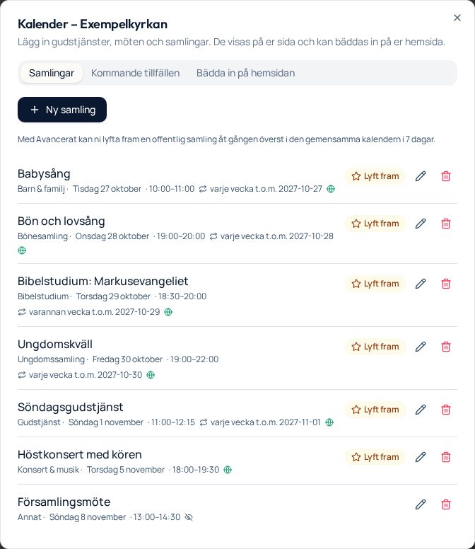 Alla samlingar på ett ställe