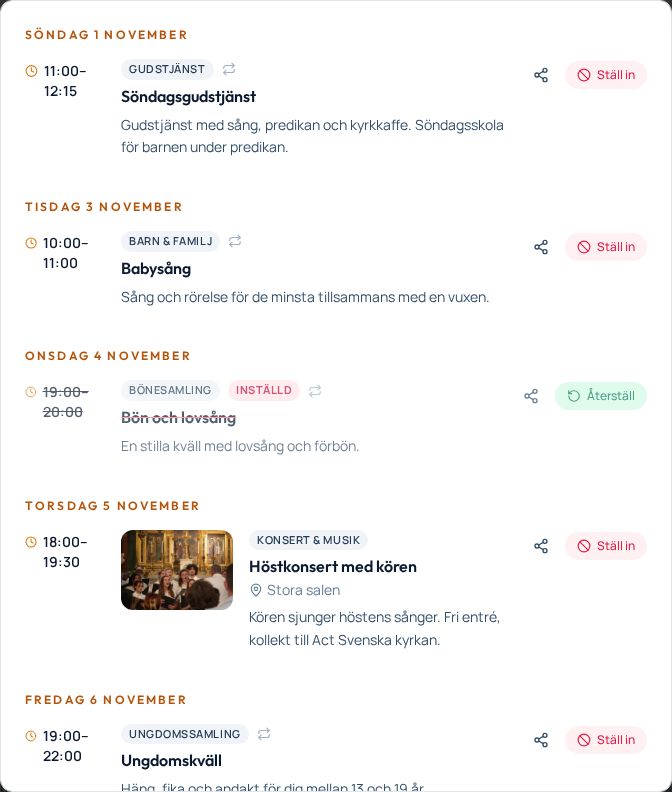 Ställ in enstaka tillfällen