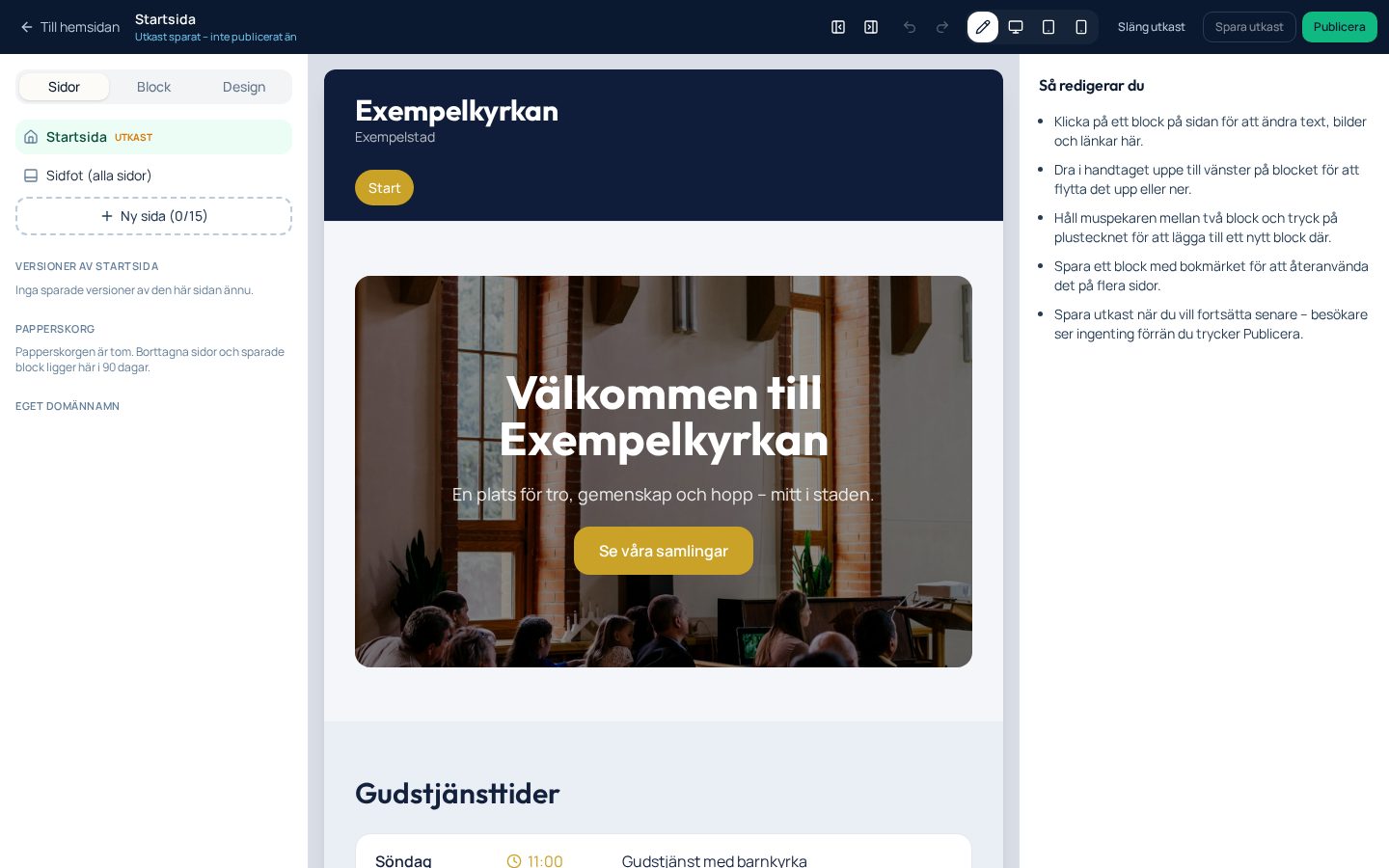 Bygg sidan med färdiga block